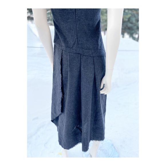 Hansen & Gretel Midi Dress Asymetric Sleeveless Raw Trim Grey Sz 1 - Picture 8 of 16